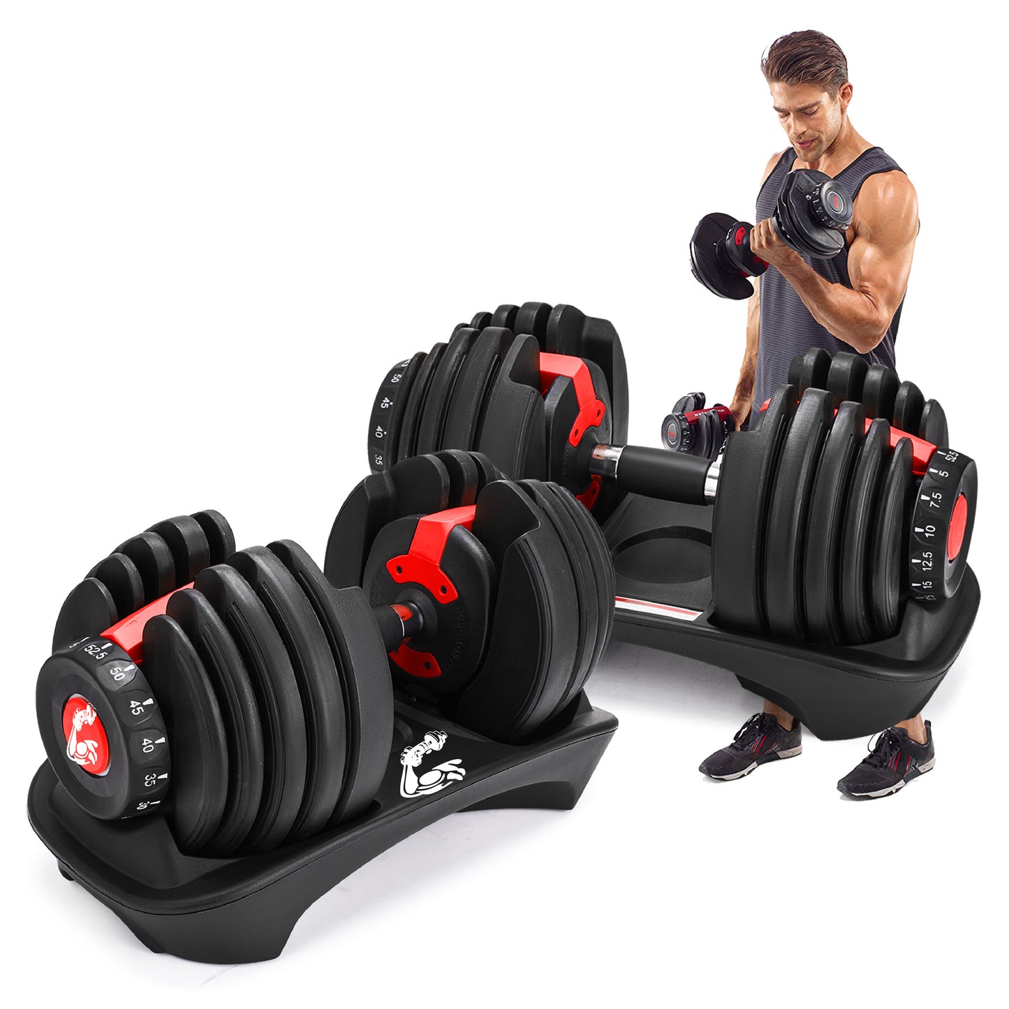 Flex Weight Customizable Dumbbells' 15-55lb